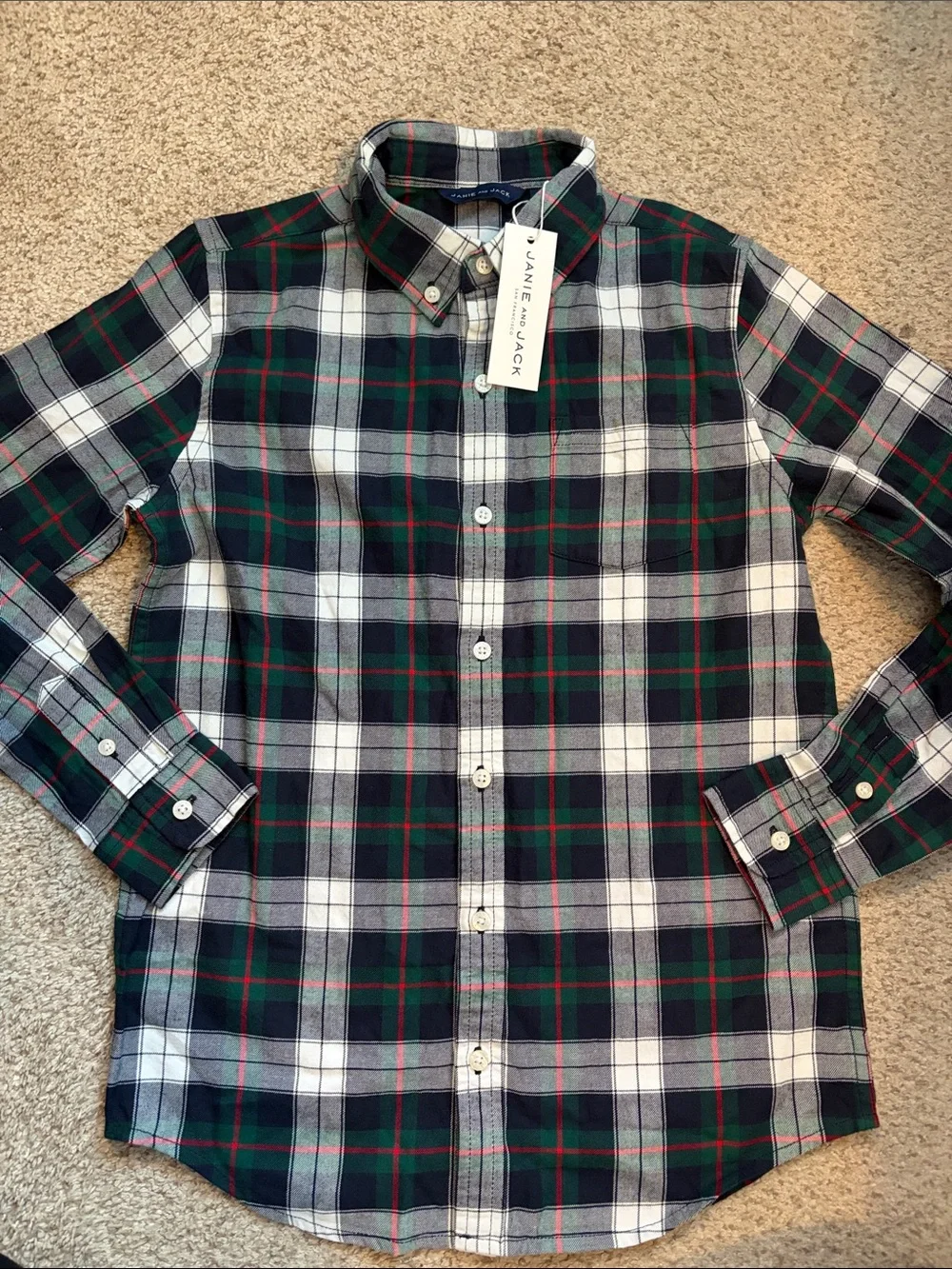 NWT Janie & Jack Stewart Plaid Flannel Shirt, 10
